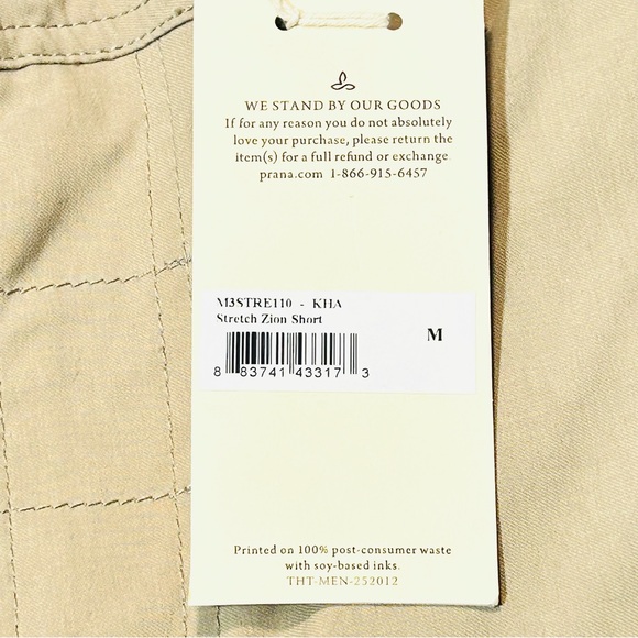 Prana shorts Zion Stretch cargo shorts hiking shorts khaki new men Size M medium - Picture 3 of 14